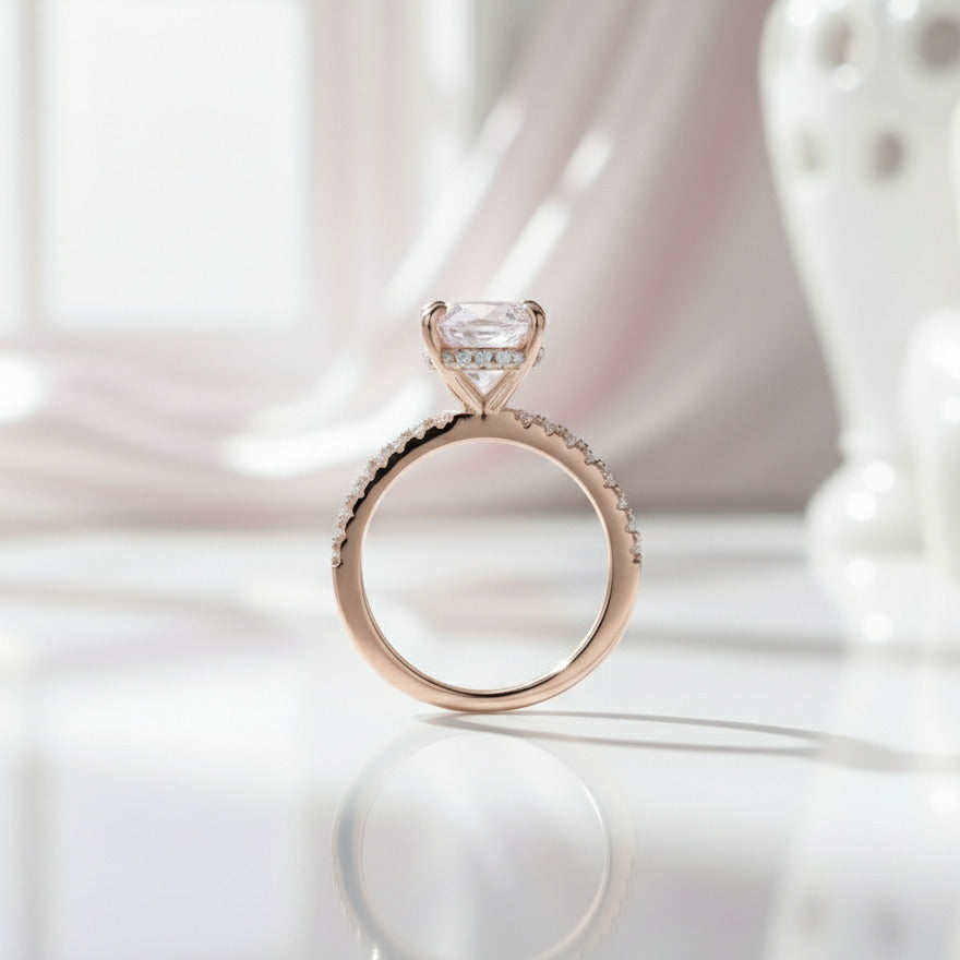 3.5 carat Oval Cut 3-Pieces Rose Gold Wedding Ring Set-Black Diamonds New York