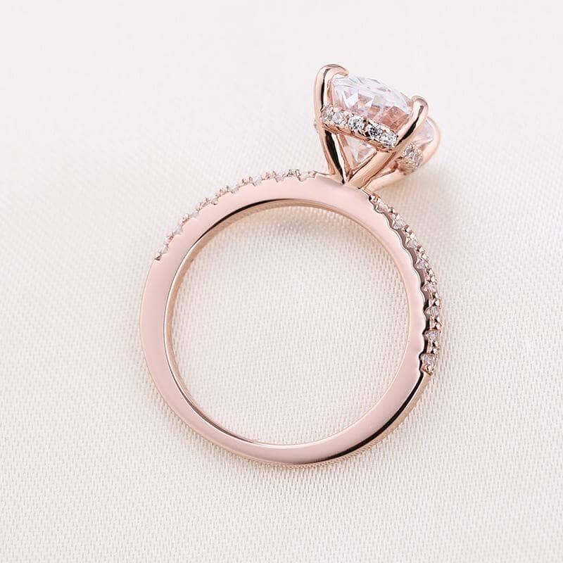 3.5 carat Oval Cut 3-Pieces Rose Gold Wedding Ring Set-Black Diamonds New York