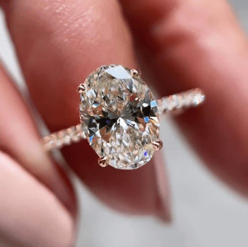 3.5 Carat Oval Cut Elegant Rose Gold Classic Wedding Ring Set - Black Diamonds New York