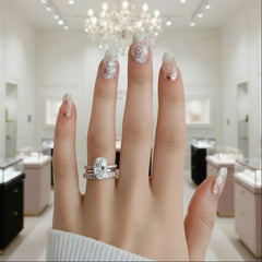 3.5 Carat Oval Cut Elegant Rose Gold Classic Wedding Ring Set