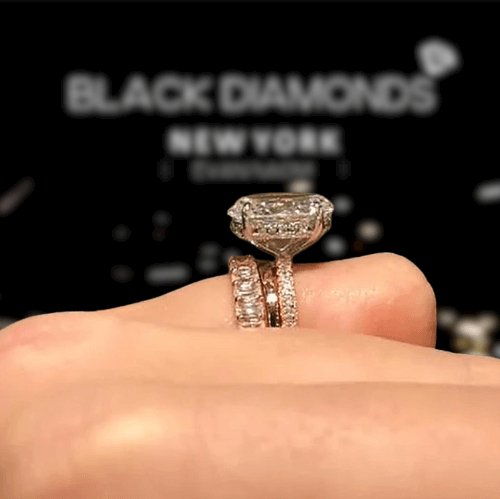 3.5 Carat Oval Cut Elegant Rose Gold Classic Wedding Ring Set - Black Diamonds New York