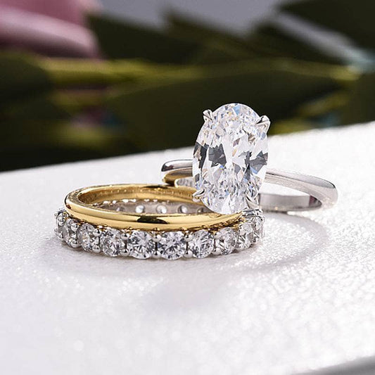3.5 Carat Oval Cut Simulated Diamond Wedding Ring Set-Black Diamonds New York
