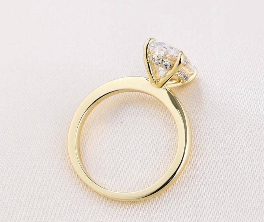 3.5 Carat Oval Cut Yellow Gold Bridal Ring-Black Diamonds New York