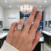 3.5 Carat Oval Cut Yellow Gold Bridal Ring-Black Diamonds New York