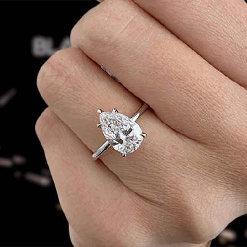 3.5 Carat Pear Cut White Gold Engagement Ring-Black Diamonds New York