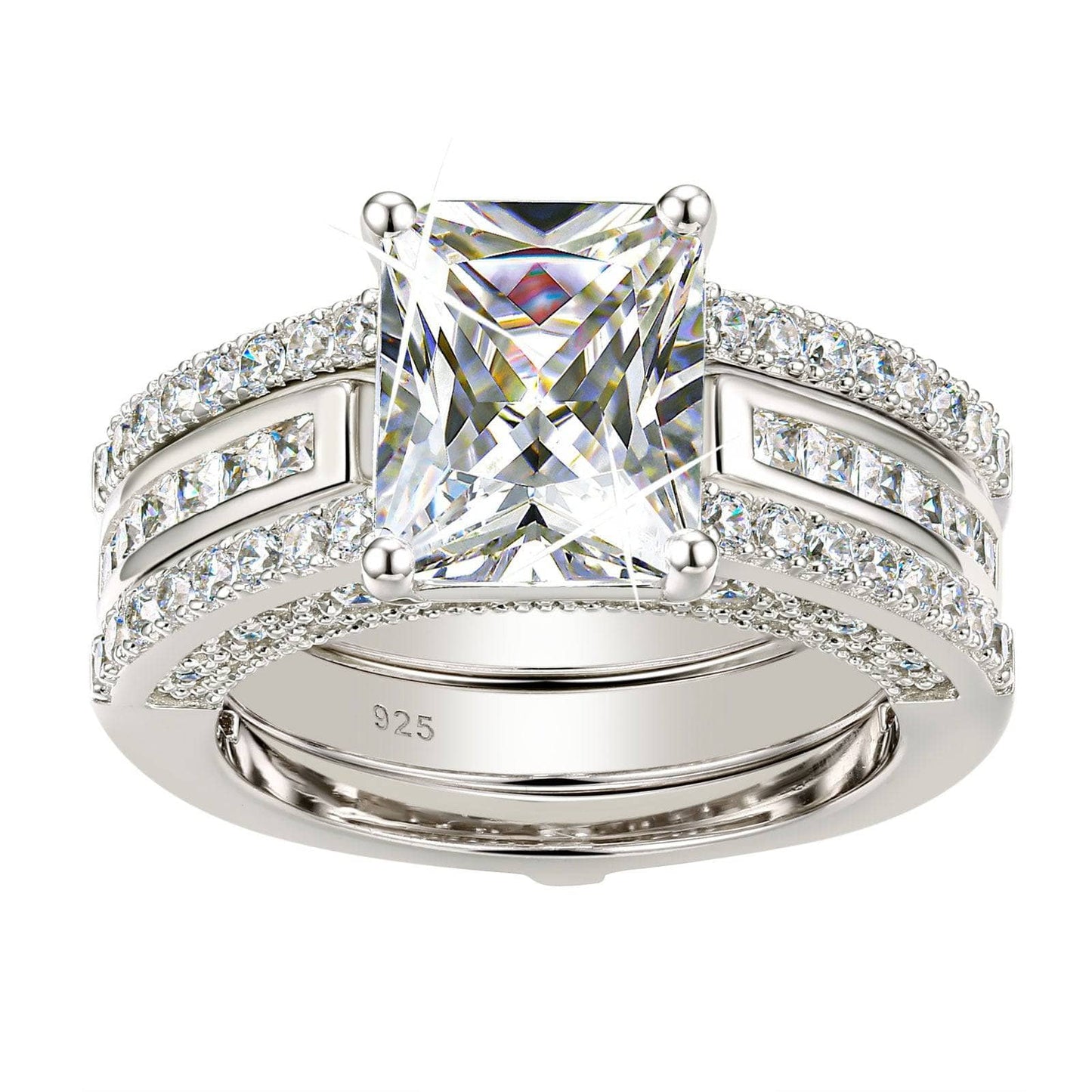 3.5 ct Emerald Cut EVN Stone Wedding Ring Set - Black Diamonds New York