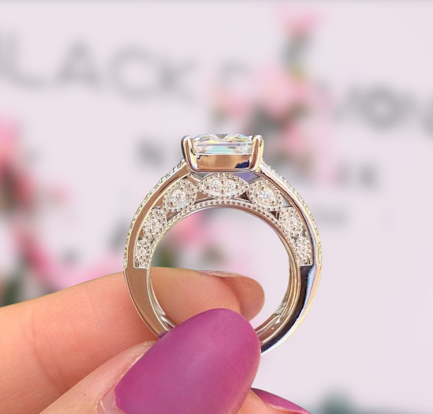 3.5 ct Emerald Cut EVN Stone Wedding Ring Set - Black Diamonds New York