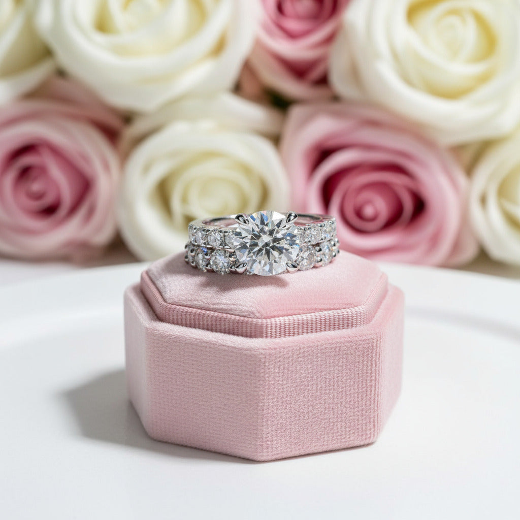 3.5 Ct Round Cut Diamond Eternity White Gold Ring Set-Black Diamonds New York