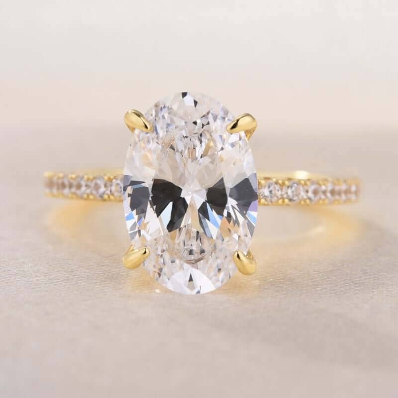3.50ct Oval Cut Simulated Diamond Yellow Gold Engagement Ring-Black Diamonds New York