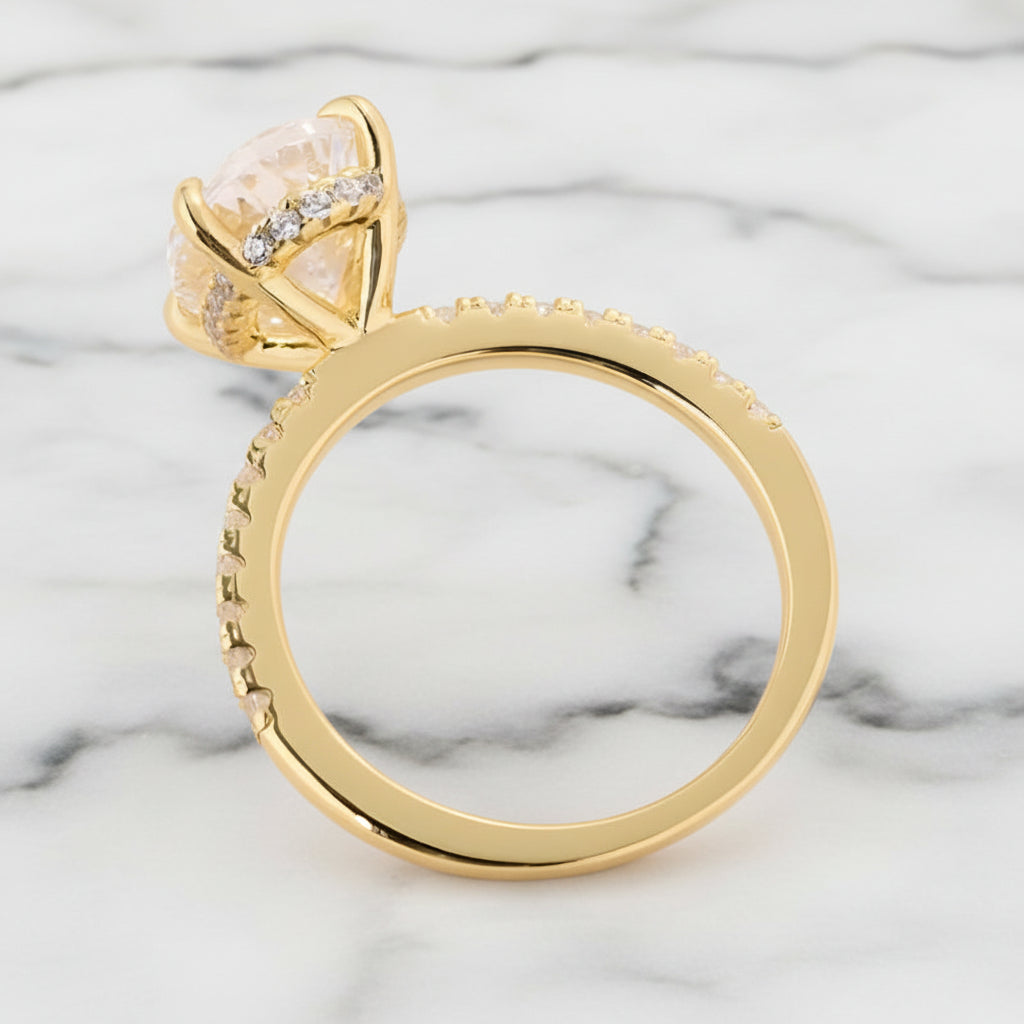 3.50ct Oval Cut Diamond Option Yellow Gold Engagement Ring-Black Diamonds New York