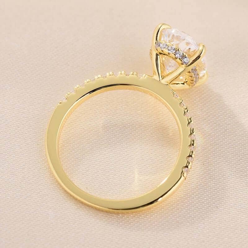 3.50ct Oval Cut Sona Simulated Diamond Yellow Gold Engagement Ring - Black Diamonds New York