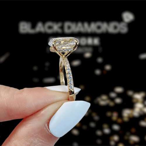 3.50ct Oval Cut Sona Simulated Diamond Yellow Gold Engagement Ring-Black Diamonds New York