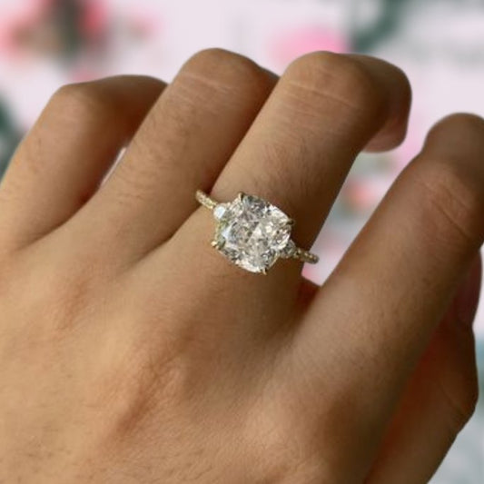 3.5ct Cushion Cut Diamond Engagement Ring-Black Diamonds New York