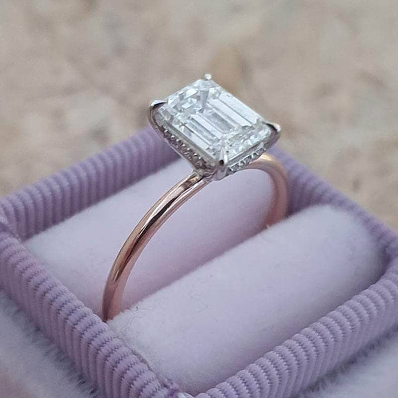 3.5 Carat Emerald Cut Solitaire Engagement Ring - Black Diamonds New York