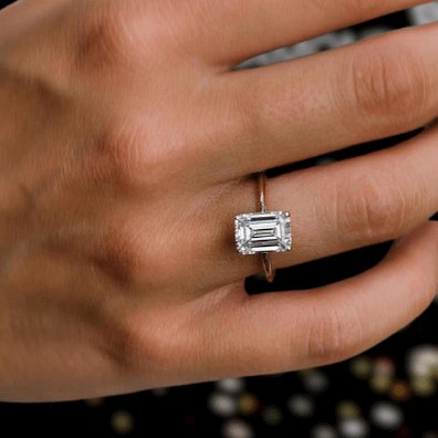 3.5ct Emerald Cut Solitaire Engagement Ring-Black Diamonds New York