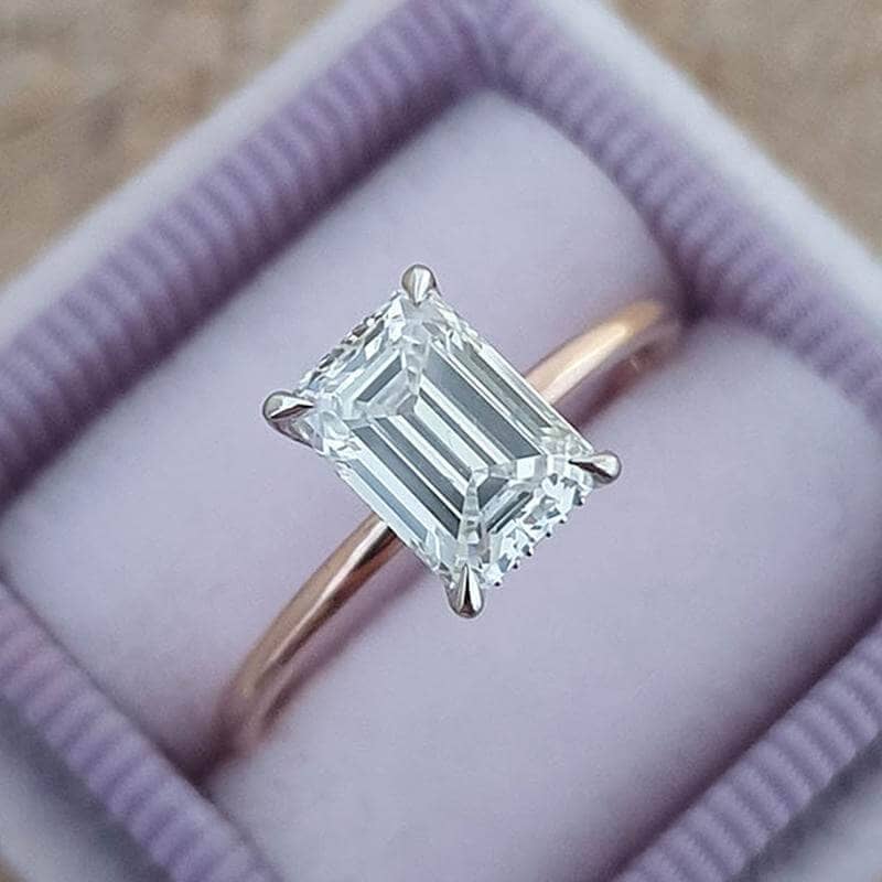 3.5 Carat Emerald Cut Solitaire Engagement Ring - Black Diamonds New York