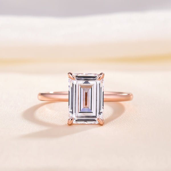 3.5ct Emerald Cut Solitaire Engagement Ring - Black Diamonds New York