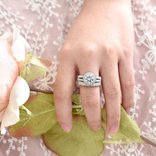 3.5ct Halo Brilliant Round Cut EVN™ Diamond Engagement Ring Set-Black Diamonds New York