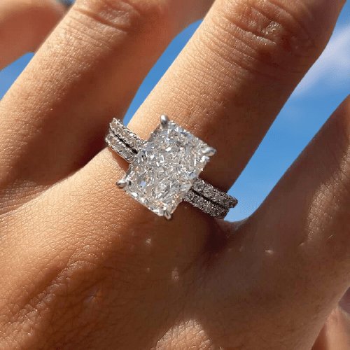3.5ct Sona Simulated Diamond Radiant Cut Wedding Ring Set-Black Diamonds New York
