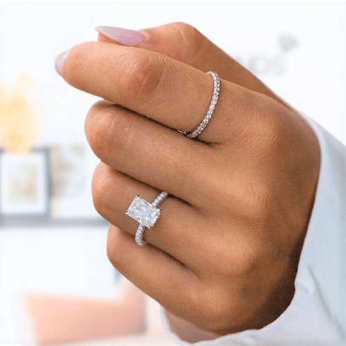 3.5ct Sona Simulated Diamond Radiant Cut Wedding Ring Set - Black Diamonds New York