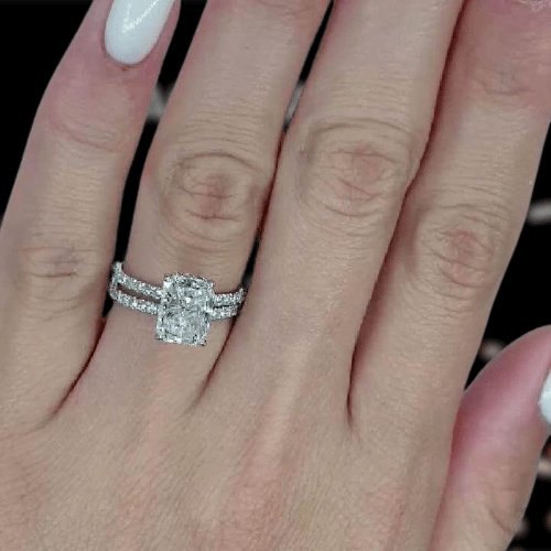 3.5ct Sona Simulated Diamond Radiant Cut Wedding Ring Set - Black Diamonds New York