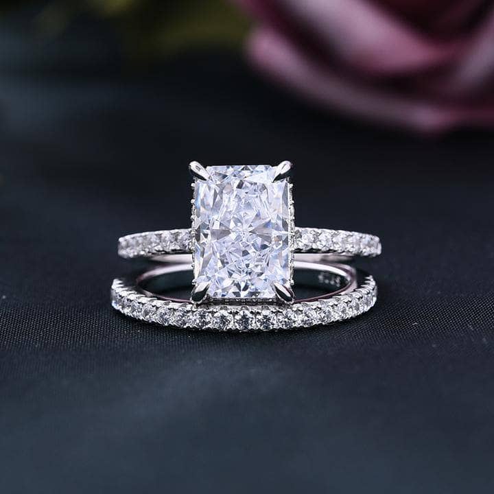 3.5ct Sona Simulated Diamond Radiant Cut Wedding Ring Set