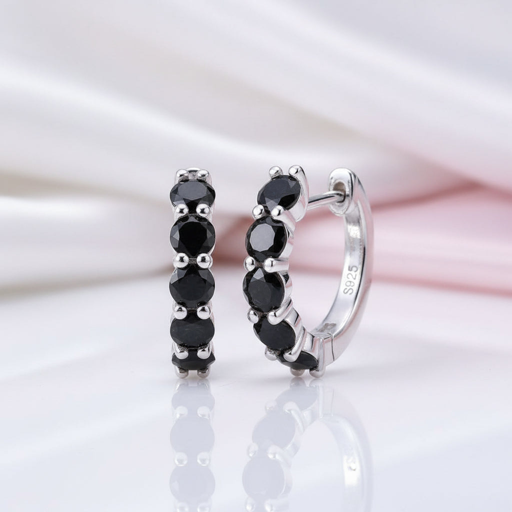 3.5mm 2.0 Ct Black Diamond Option Round Hoop Earrings-Black Diamonds New York
