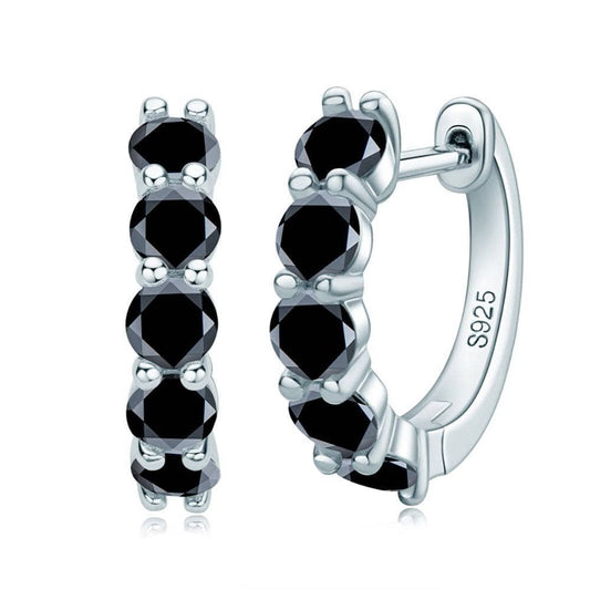 3.5mm 2ct Black Moissanite Round Hoop Earrings-Black Diamonds New York