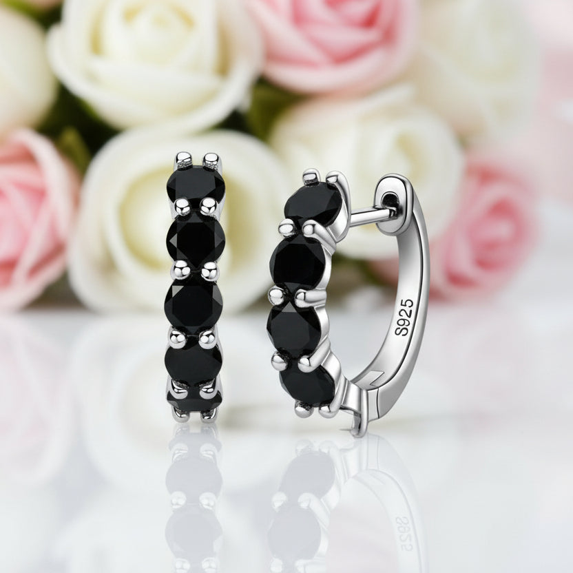 3.5mm 2.0 Ct Black Diamond Round Hoop Earrings-Black Diamonds New York