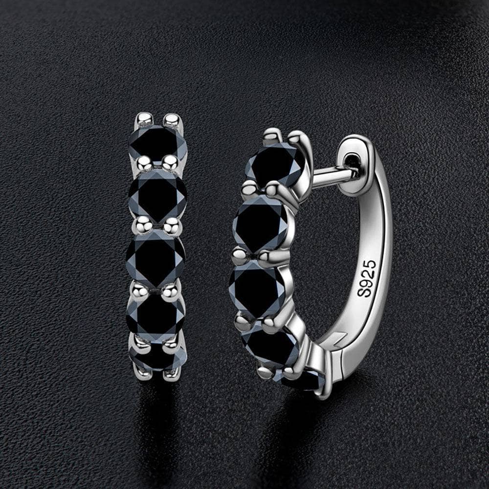 3.5mm 2ct Black Moissanite Round Hoop Earrings-Black Diamonds New York