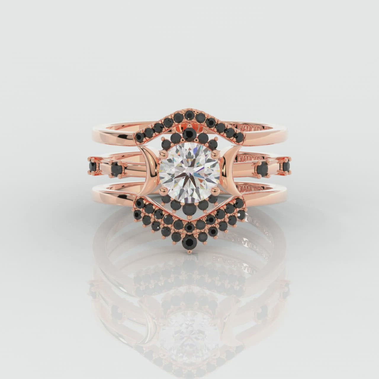 Full Moon- Radiant Celestial Moon Round Created Diamond Gothic Engagement Ring