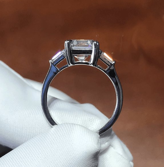 3ct Asscher Cut Moissanite Diamond Engagement Ring - Black Diamonds New York