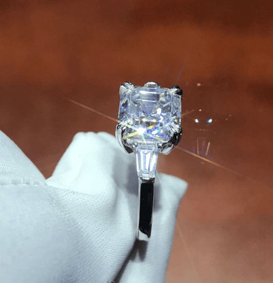 3ct Asscher Cut Moissanite Diamond Engagement Ring - Black Diamonds New York