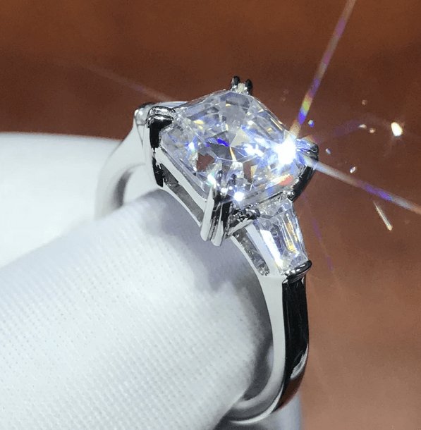 3ct Asscher Cut Moissanite Diamond Engagement Ring-Black Diamonds New York