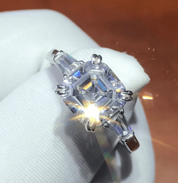 3ct Asscher Cut Moissanite Diamond Engagement Ring-Black Diamonds New York