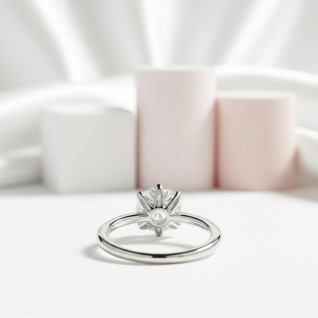 3.0 Ct Classic 6 Prong Round Cut Diamond Engagement Ring-Black Diamonds New York