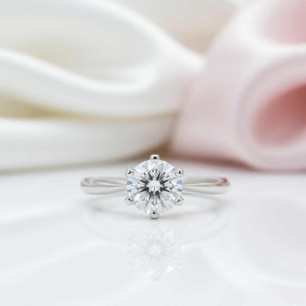 3.0 Ct Classic 6 Prong Round Cut Diamond Option Engagement Ring-Black Diamonds New York