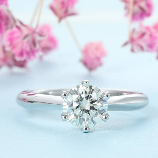 3ct Classic 6 Prong Round Cut Diamond Engagement Ring-Black Diamonds New York