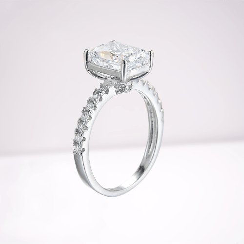 3ct Created Diamond Princess Cut Engagement Ring - Black Diamonds New York