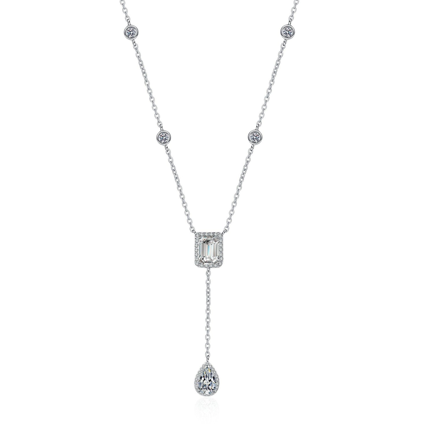 3ct Emerald Cut and Pear Cut Diamond Necklace-Black Diamonds New York