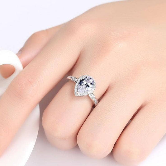3CT CVD Diamond Ring Pear Cut Romantic