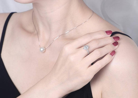 3CT CVD Diamond Ring Pear Cut Romantic