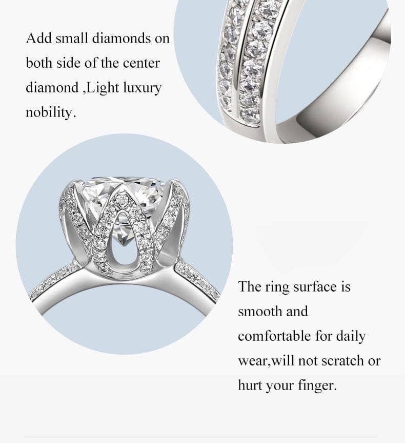 CVD Diamond Ring Light Luxury Lotus Bud 3CT