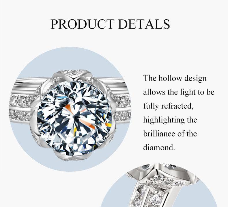 CVD Diamond Ring Light Luxury Lotus Bud 3CT