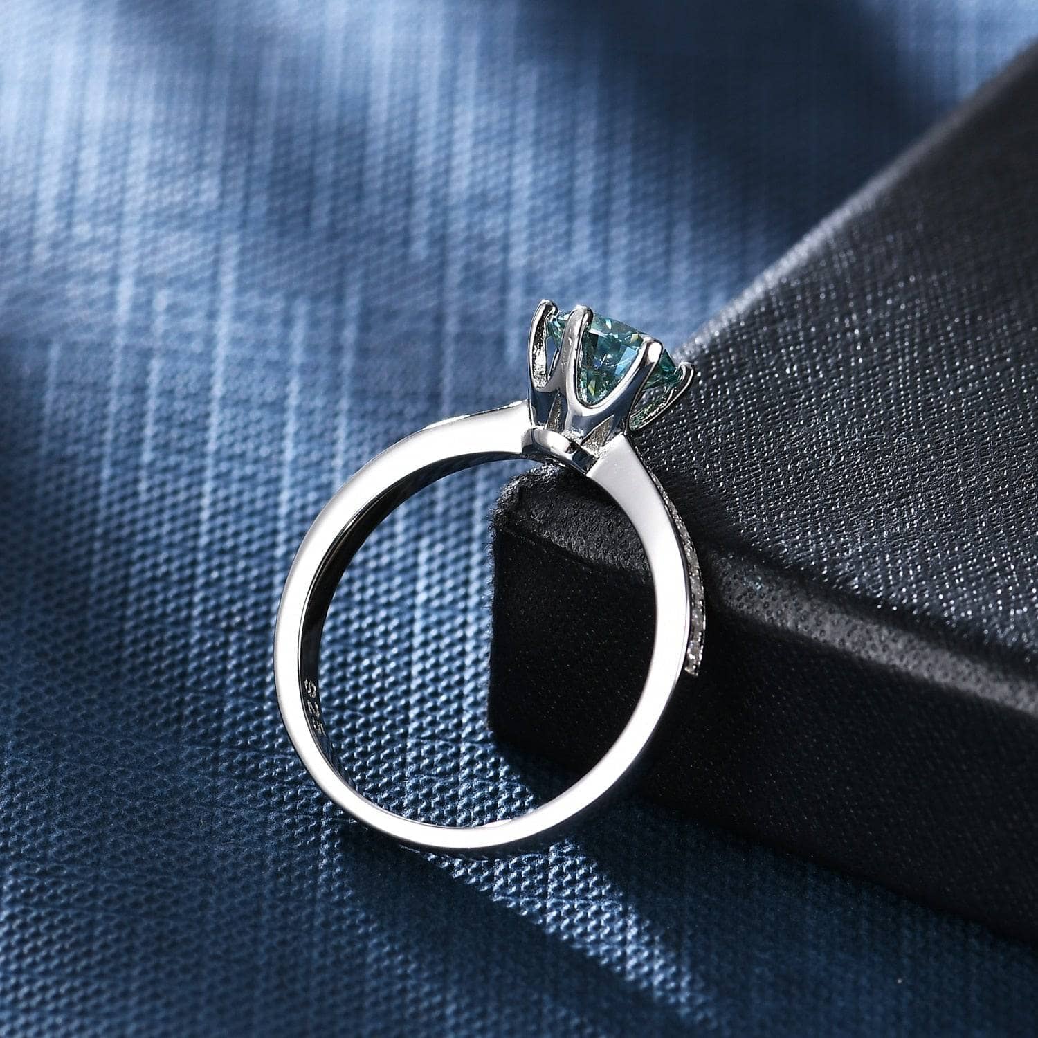 3ct Green Round Diamond Cathedral Engagement Ring-Black Diamonds New York