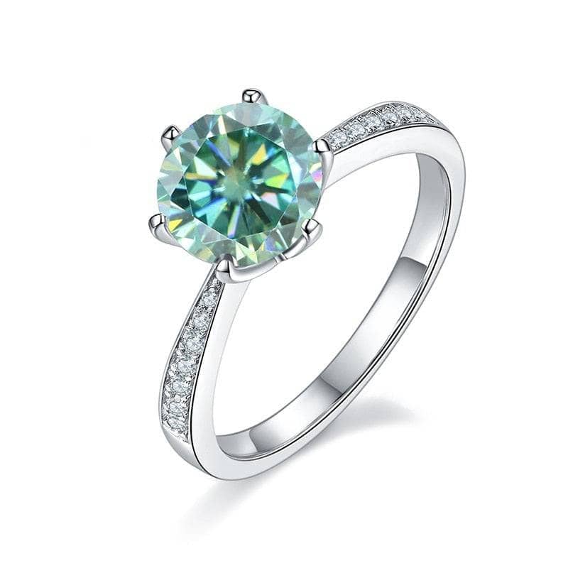 3ct Green Round Diamond Cathedral Engagement Ring-Black Diamonds New York