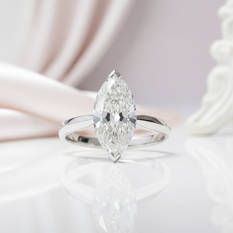 3ct Marquise Cut Diamond Engagement Ring-Black Diamonds New York