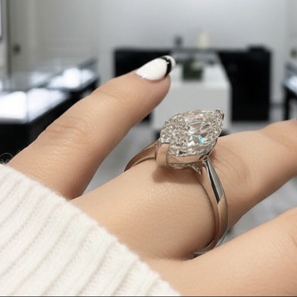 3ct Marquise Cut Diamond Engagement Ring-Black Diamonds New York