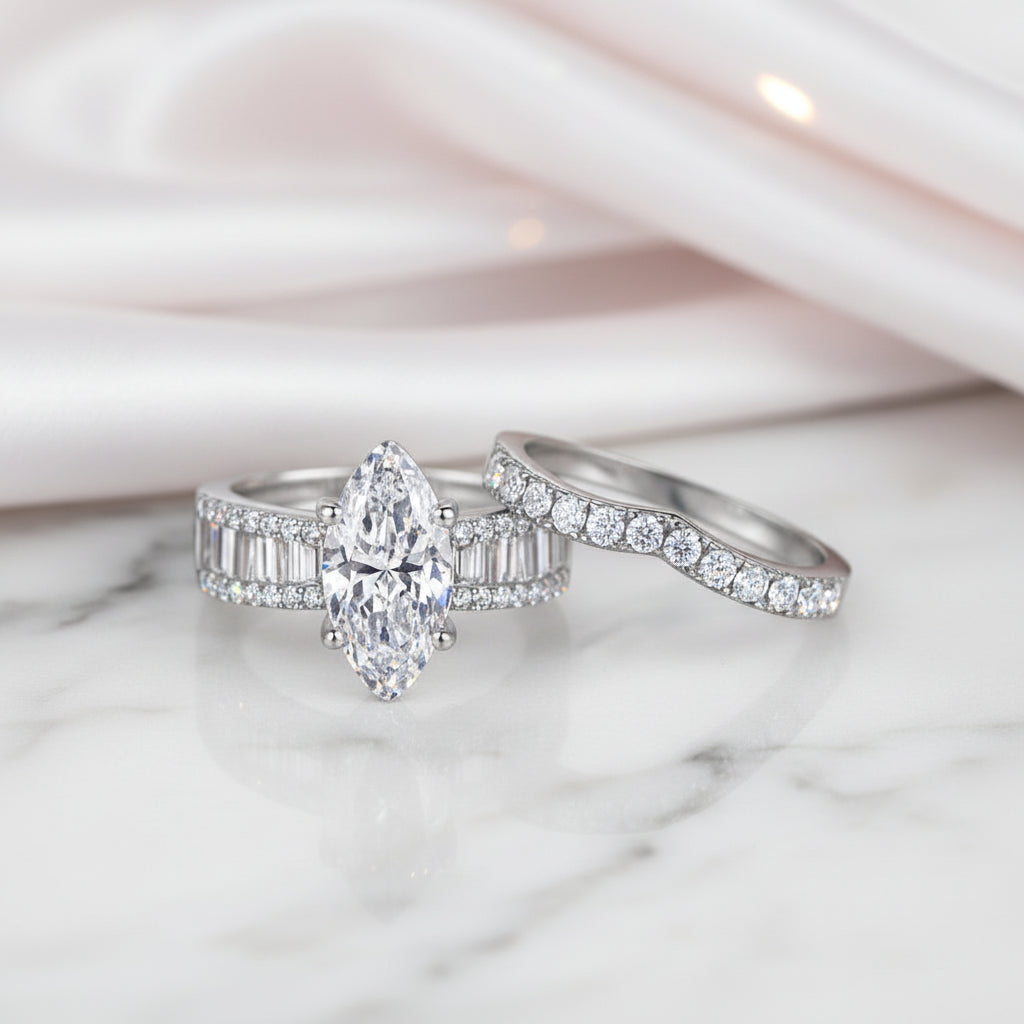 3ct Marquise Diamond Option Ring Set-Black Diamonds New York