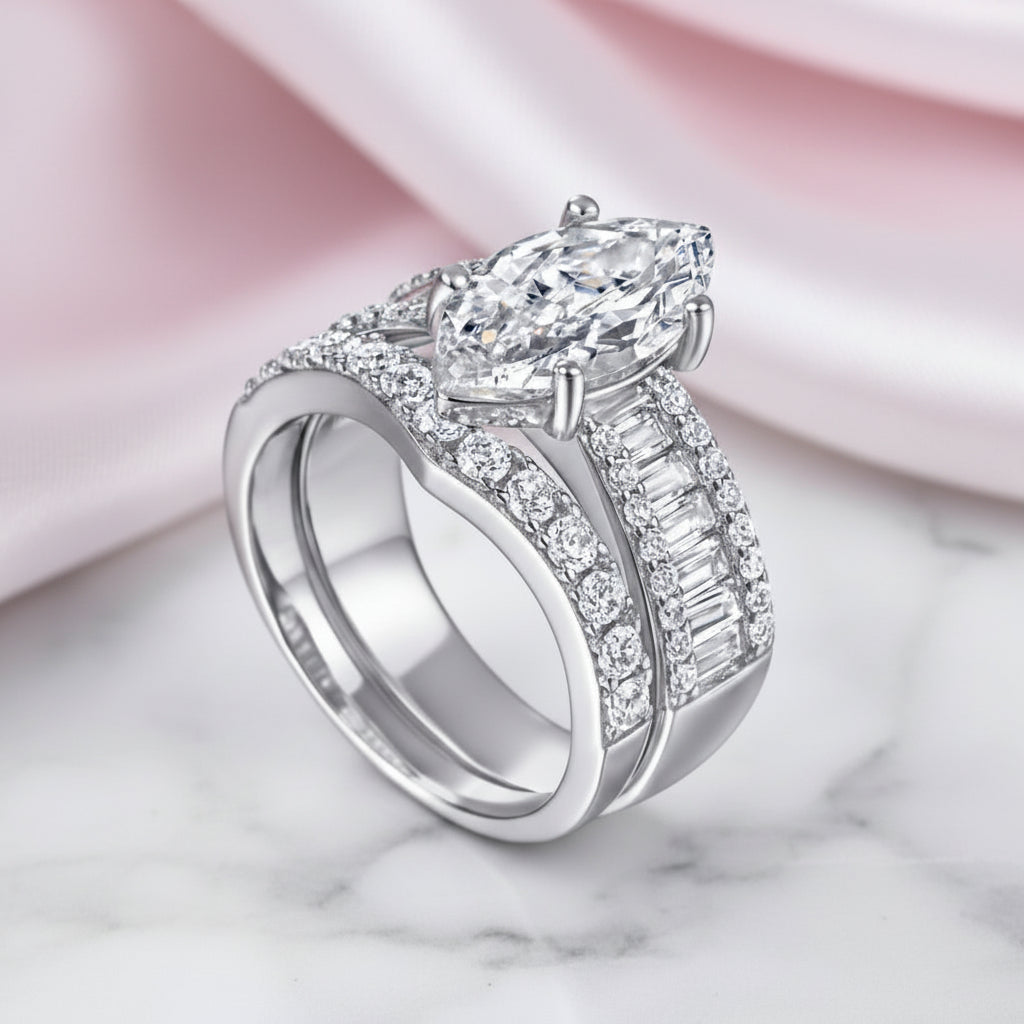 3ct Marquise Diamond Option Ring Set-Black Diamonds New York
